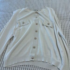 Adrianna Papell Cream Button-Up Cardigan